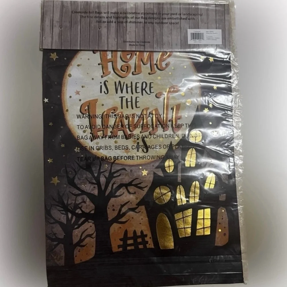 💥NWT Halloween Premium Foil Flags 12.5 x 18  Vertical Double Side Fall Holiday
